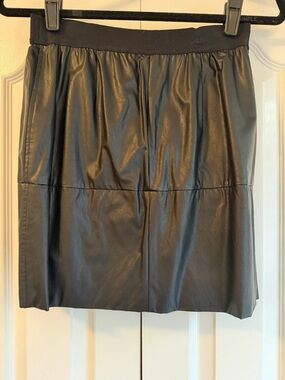 Isabel Marant Etoile Black Vegan Leather Mini Skirt with Elastic Waist